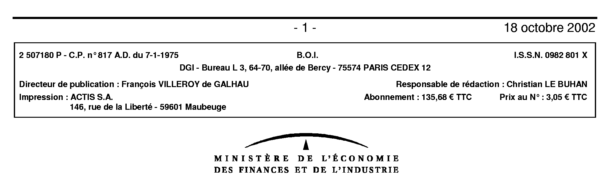 B.O.I. N° 180 Du 18 OCTOBRE 2002 | Bofip-archives.impots.gouv.fr