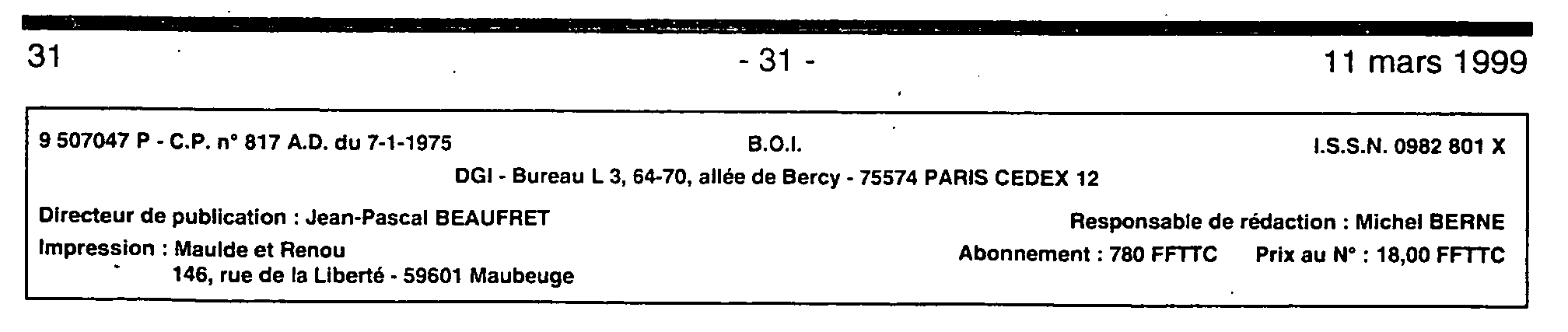 B.O.I. N° 47 Du 11 MARS 1999 | Bofip-archives.impots.gouv.fr