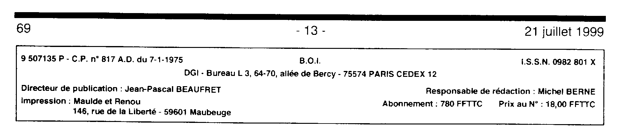 B.O.I. N° 135 Du 21 JUILLET 1999 | Bofip-archives.impots.gouv.fr