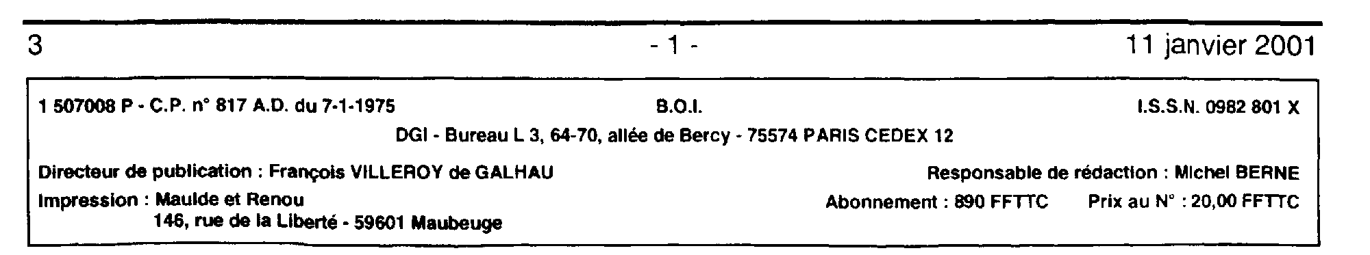 B.O.I. N° 8 Du 11 JANVIER 2001 | Bofip-archives.impots.gouv.fr