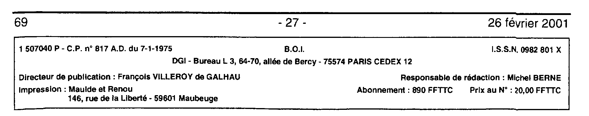 B.O.I. N° 40 Du 26 FÉVRIER 2001 | Bofip-archives.impots.gouv.fr